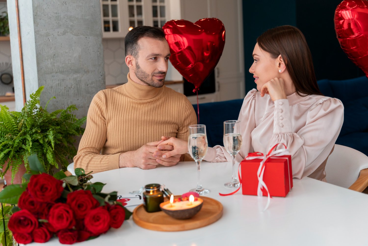 couple enjoying valentines day celebration