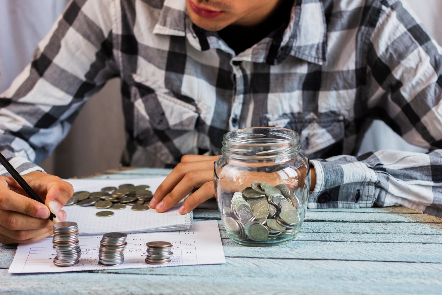 jar with savings coins table